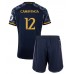 Maillot de foot Real Madrid Eduardo Camavinga #12 Extérieur vêtements enfant 2023-24 Manches Courtes (+ pantalon court)